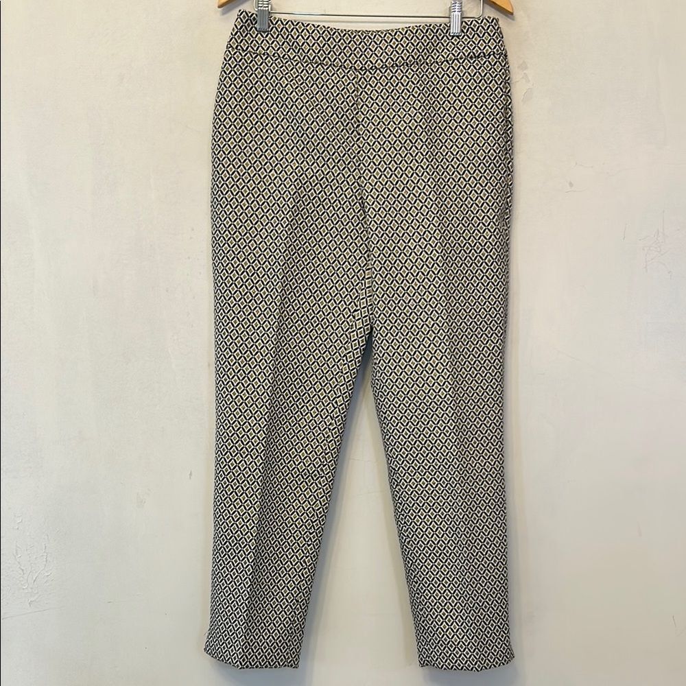 Talbots Geometric Patterned Gold Black Ankle Pant… - image 1
